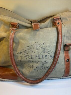 Chloe & Lex Premium Roasted Coffee Beans Canvas And Leather Tote Bag Purse